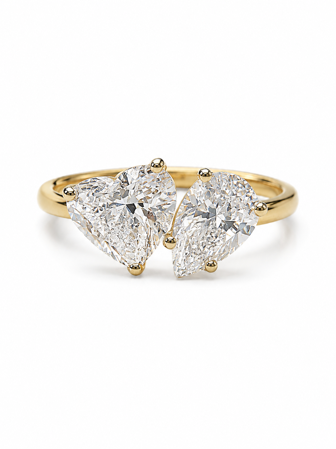 Ryvyn Drift Heart & Pear Lab Diamond Toi Et Moi Ring in 18K Yellow Gold by Fiona Diamonds
