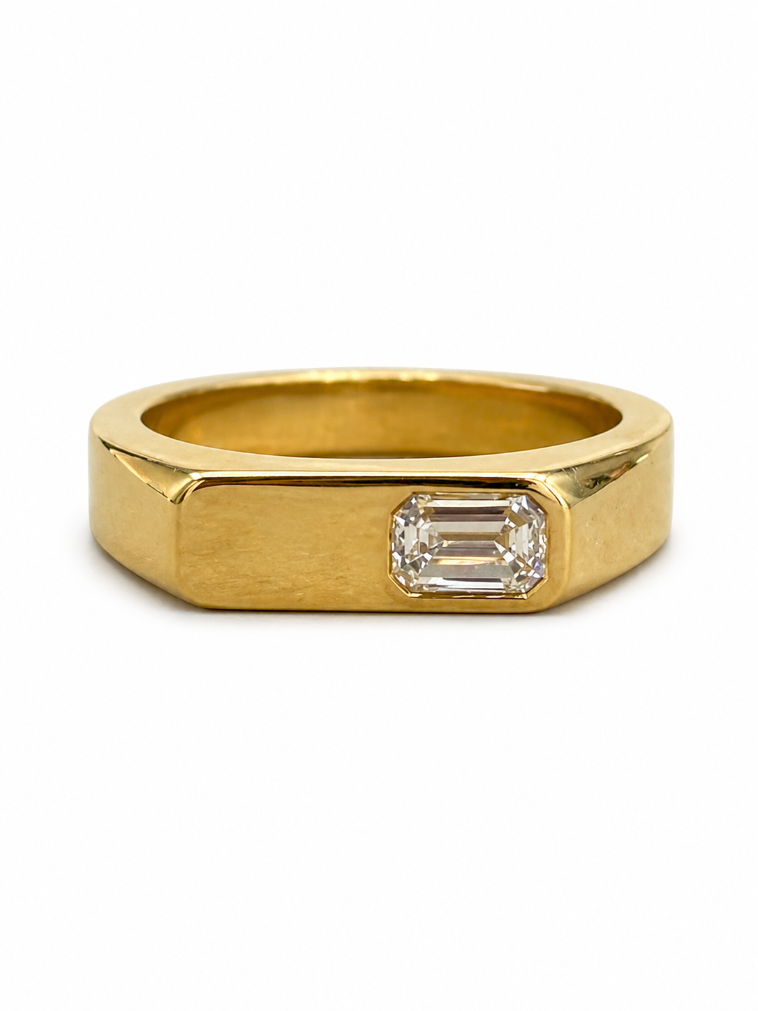 Forge Glow Emerald Lab Diamond Classic Solitaire Ring in 14K Yellow Gold by Fiona Diamonds
