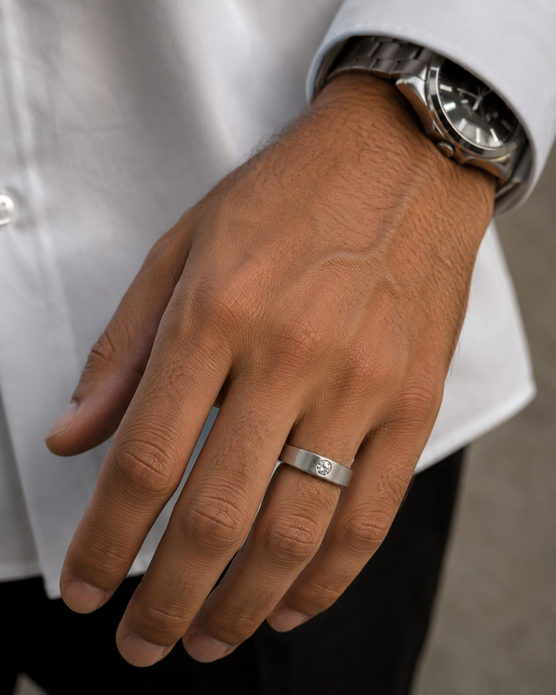 Side profile of Ulvyn Mist Round Lab Diamond Classic Solitaire Ring in 14K White Gold Fiona Diamonds