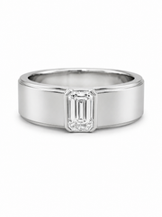 Corra Mist Emerald Lab Diamond Classic Solitaire Ring in 14K White Gold by Fiona Diamonds