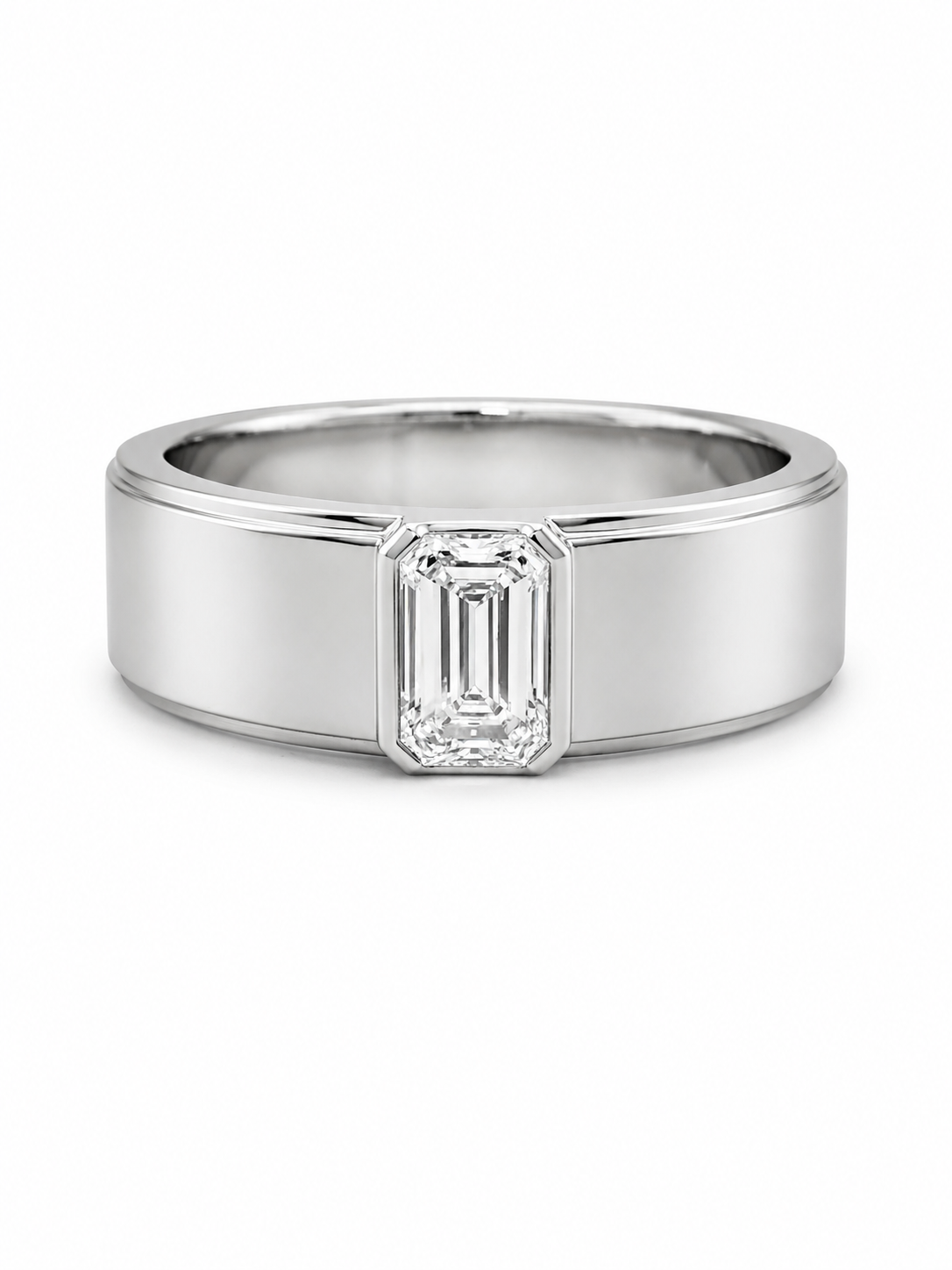Corra Mist Emerald Lab Diamond Classic Solitaire Ring in 14K White Gold by Fiona Diamonds