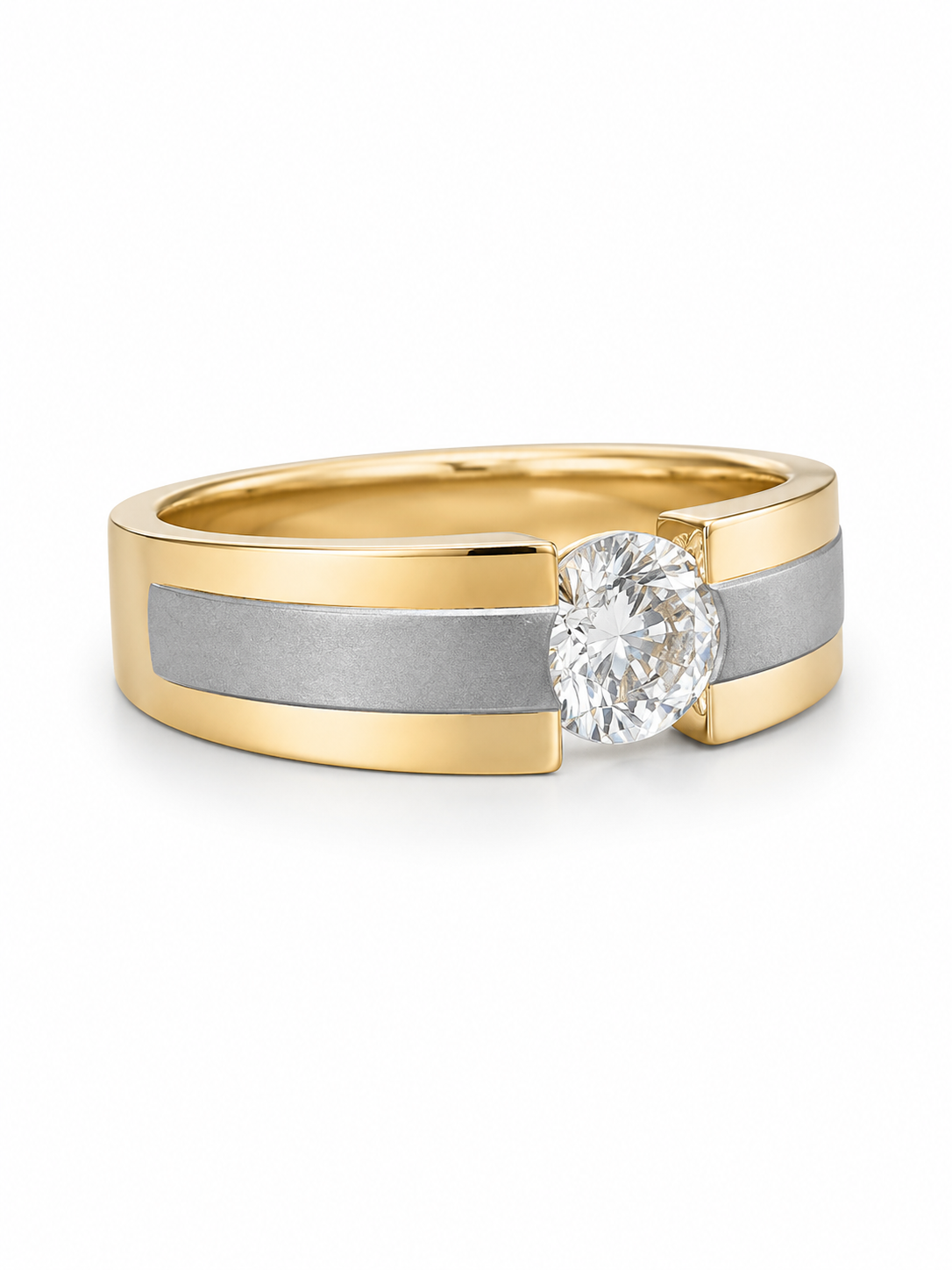 Close-up of Vaelith Lace Round Lab Diamond Classic Solitaire Ring set in 14K Yellow Gold by Fiona Diamonds