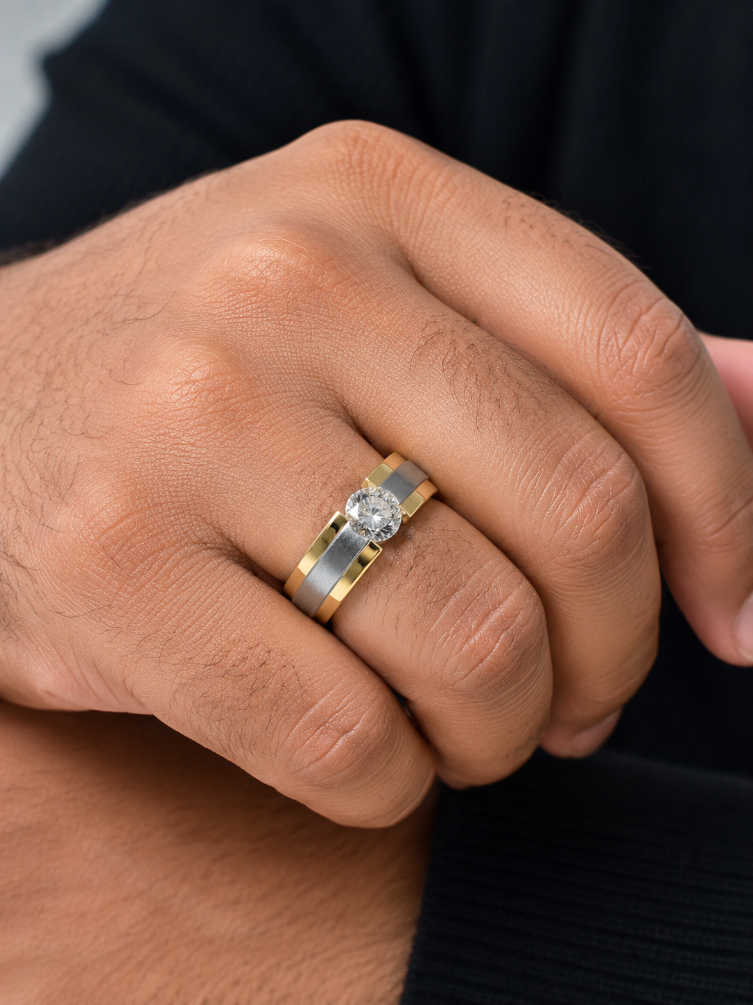 Side profile of Vaelith Lace Round Lab Diamond Classic Solitaire Ring in 14K Yellow Gold Fiona Diamonds