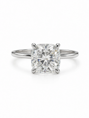 Xaelith Glow Cushion Lab Diamond Classic Solitaire Ring in 18K White Gold by Fiona Diamonds