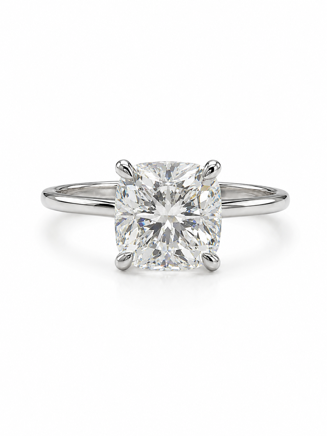 Xaelith Glow Cushion Lab Diamond Classic Solitaire Ring in 18K White Gold by Fiona Diamonds