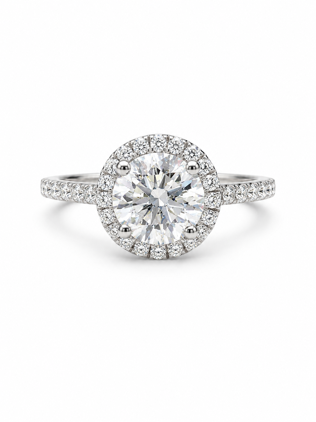 Yavryn Lore Round Lab Diamond Halo Ring in 18K White Gold by Fiona Diamonds