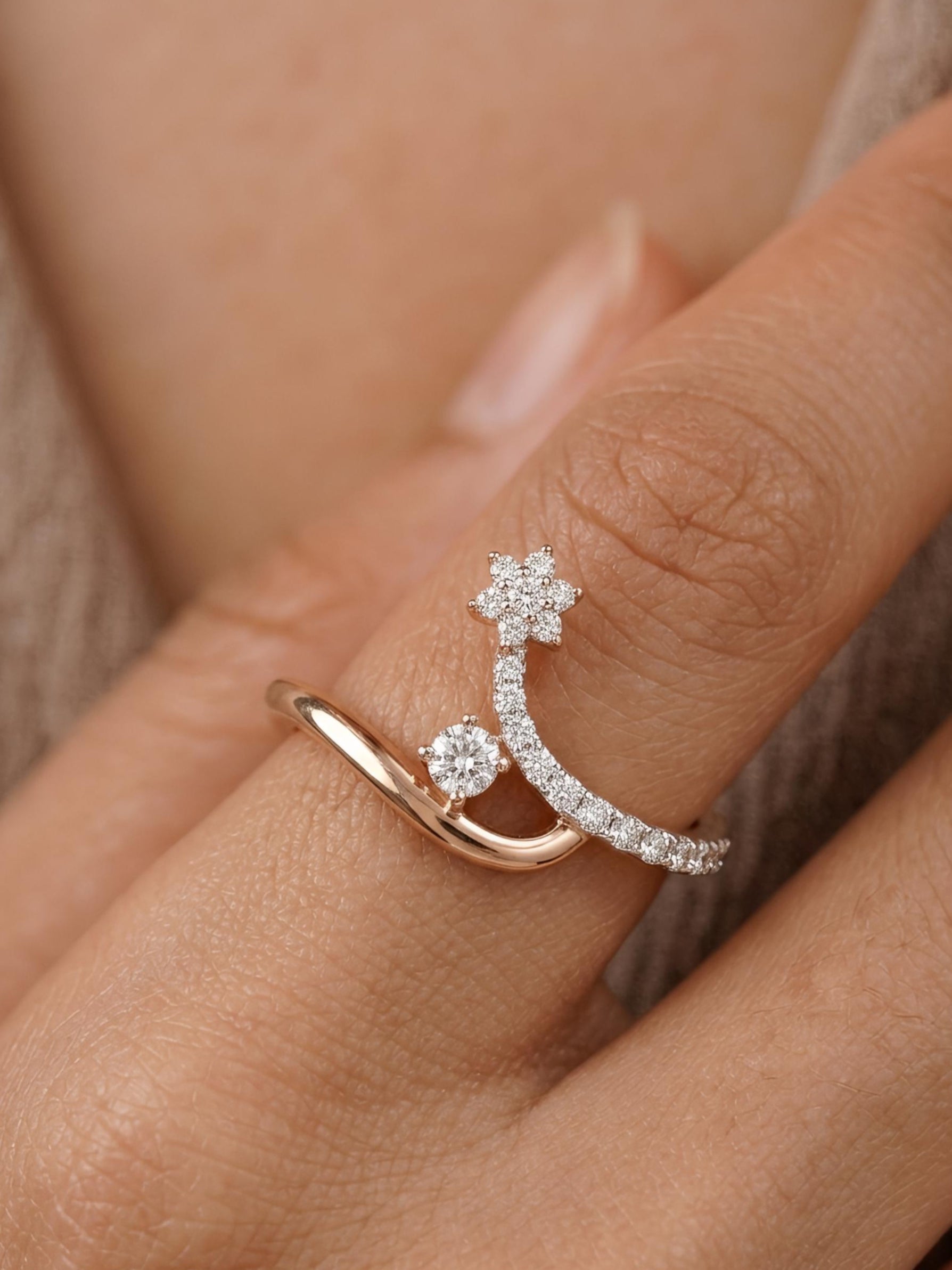 Side view of Maren Blaze Round Lab Diamond Pendant in 14K Rose Gold - Fiona Diamonds