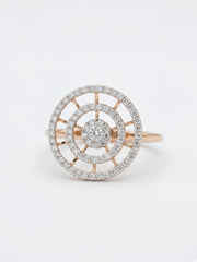 Kellan Veil Round Lab Diamond Designer Ring in 14K Rose Gold by Fiona Diamonds
