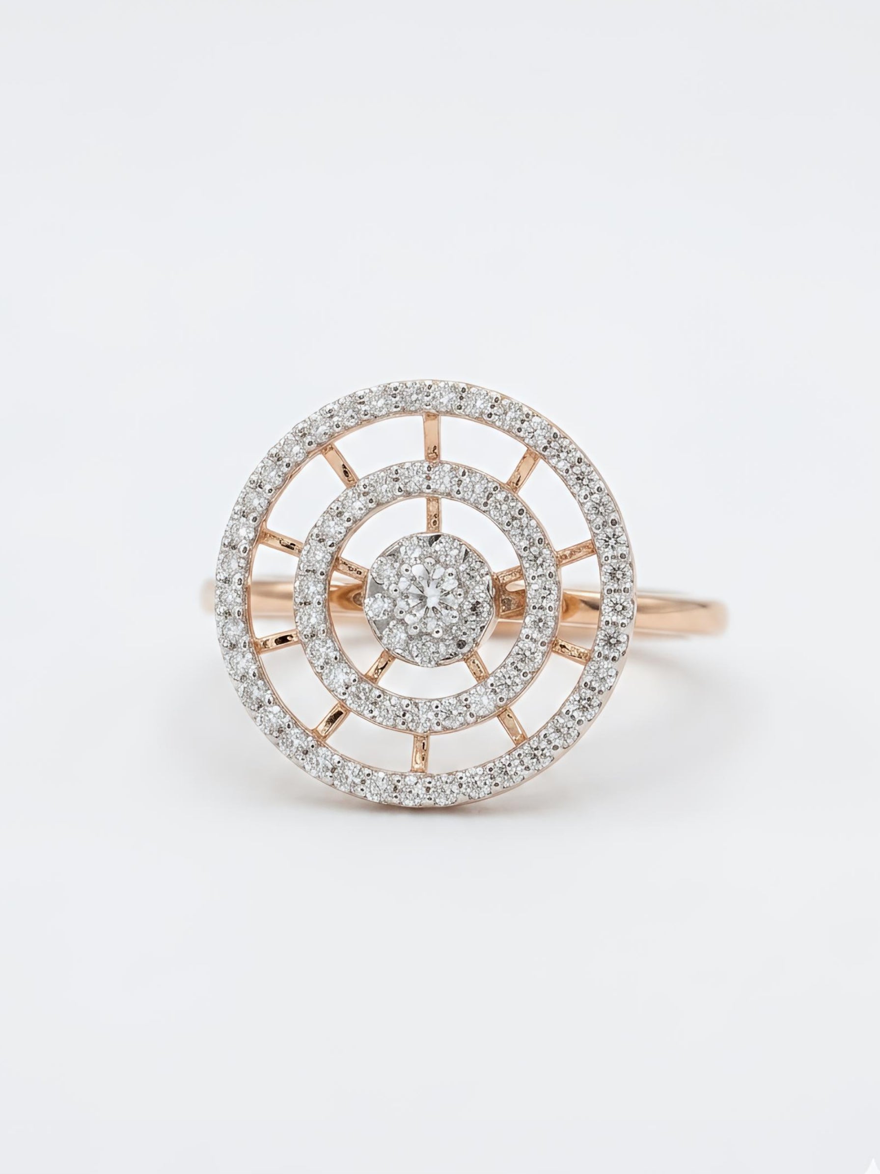 Kellan Veil Round Lab Diamond Designer Ring in 14K Rose Gold by Fiona Diamonds
