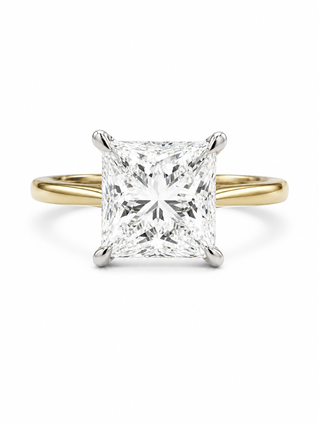 Aevyn Haze Princess Lab Diamond Classic Solitaire Ring in 18K Yellow Gold by Fiona Diamonds