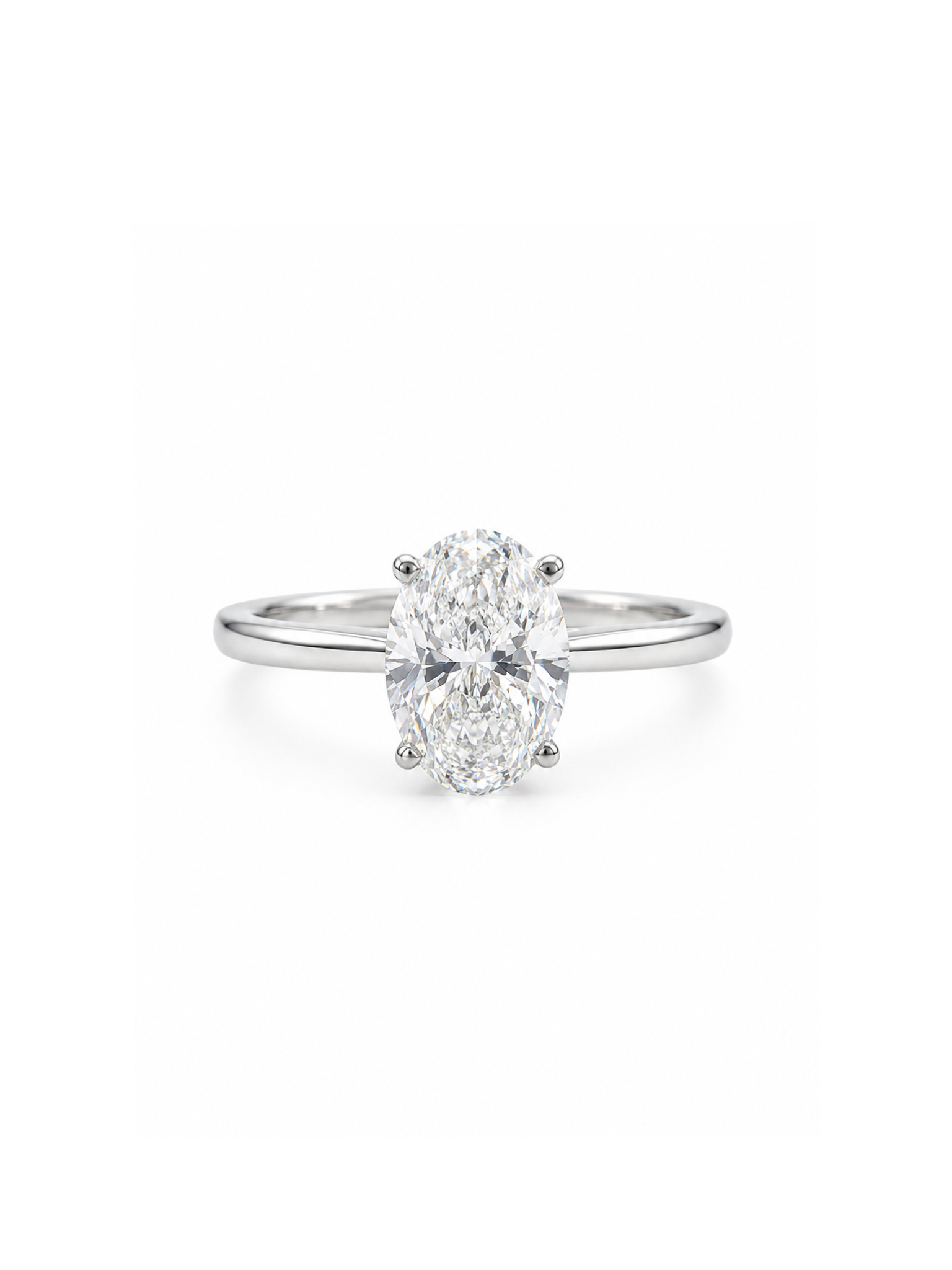 Haven Rift Oval Lab Diamond Classic Solitaire Ring in 18K White Gold by Fiona Diamonds