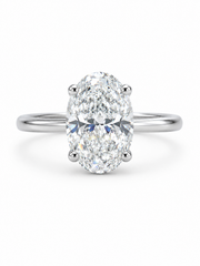 Baelith Crest Oval Lab Diamond Classic Solitaire Ring in 18K White Gold by Fiona Diamonds