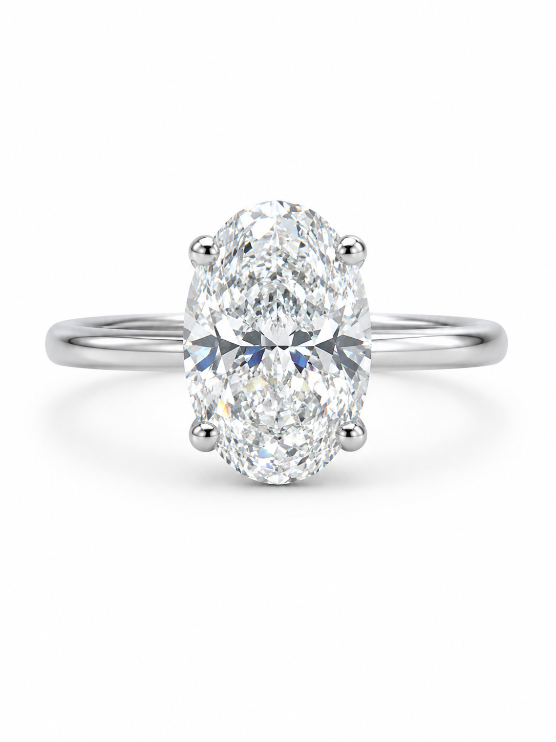 Baelith Crest Oval Lab Diamond Classic Solitaire Ring in 18K White Gold by Fiona Diamonds