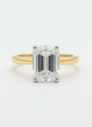 Aura Wrap Emerald Lab Diamond Classic Solitaire Ring in 18K Yellow Gold by Fiona Diamonds