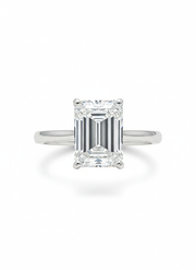 Crest Eternity Emerald Lab Diamond Classic Solitaire Ring in 18K White Gold by Fiona Diamonds