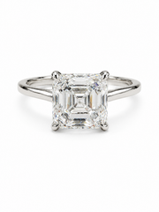 Cavryn Drift Asscher Lab Diamond Classic Solitaire Ring in 18K White Gold by Fiona Diamonds