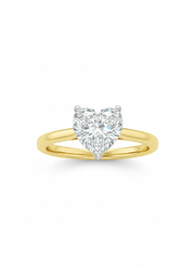 Bloom Coil Heart Lab Diamond Classic Solitaire Ring in 14K Yellow Gold by Fiona Diamonds