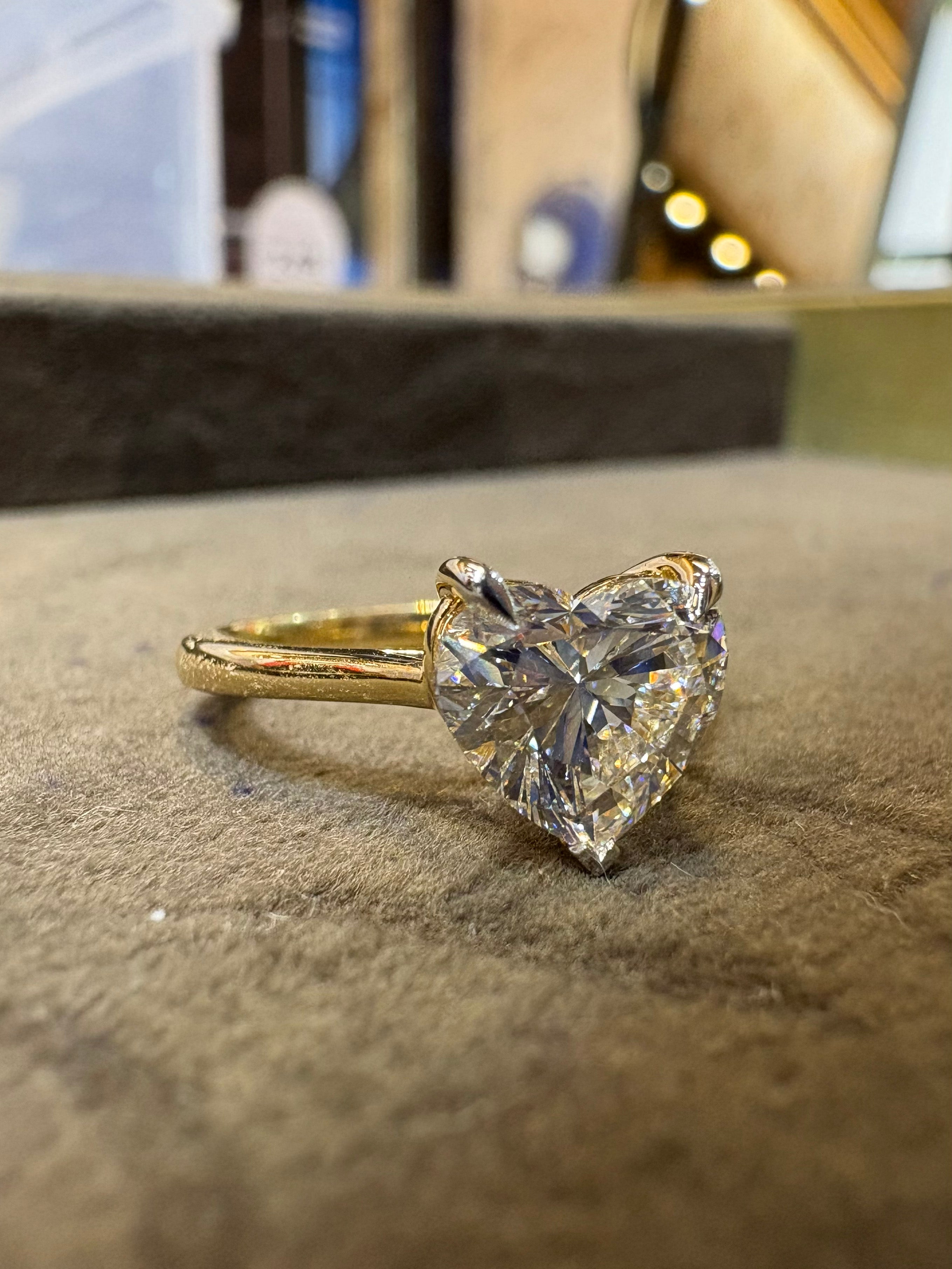 Heart Lab Diamond Classic Solitaire Ring in 18K Yellow Gold Daelith Flare by Fiona Diamonds