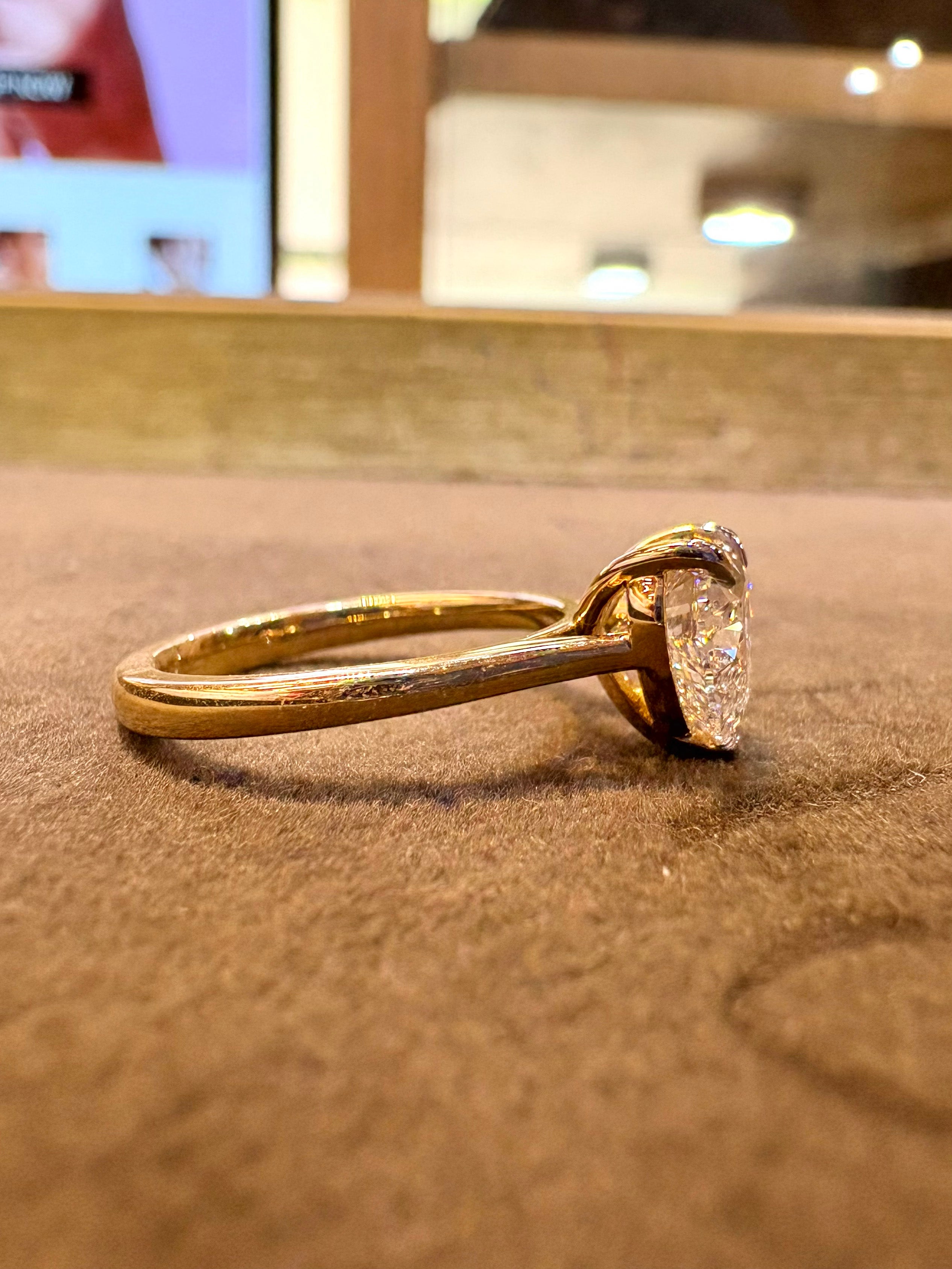 Top view of Daelith Flare Heart Lab Diamond Classic Solitaire Ring in 18K Yellow Gold Fiona Diamonds