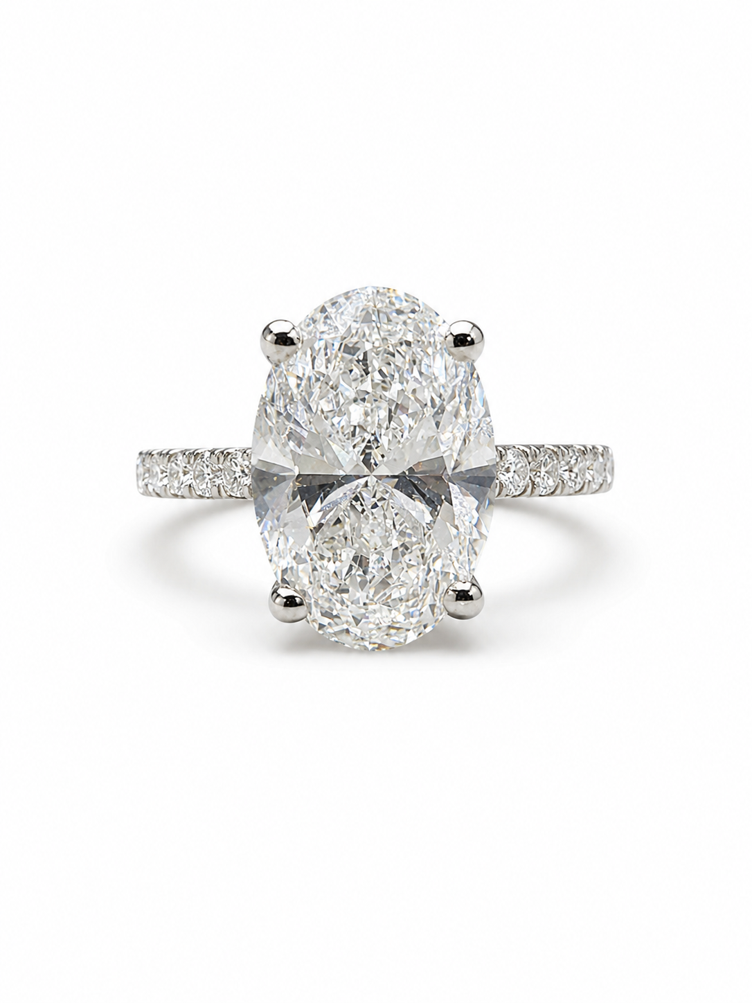 Eaelith Lune Oval Lab Diamond Side Stone Solitaire Ring in 18K Yellow Gold by Fiona Diamonds
