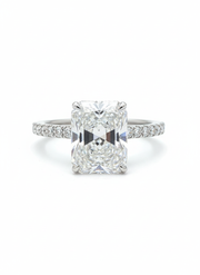 Zenith Band Round Lab Diamond Side Stone Solitaire Ring in 18K White Gold by Fiona Diamonds