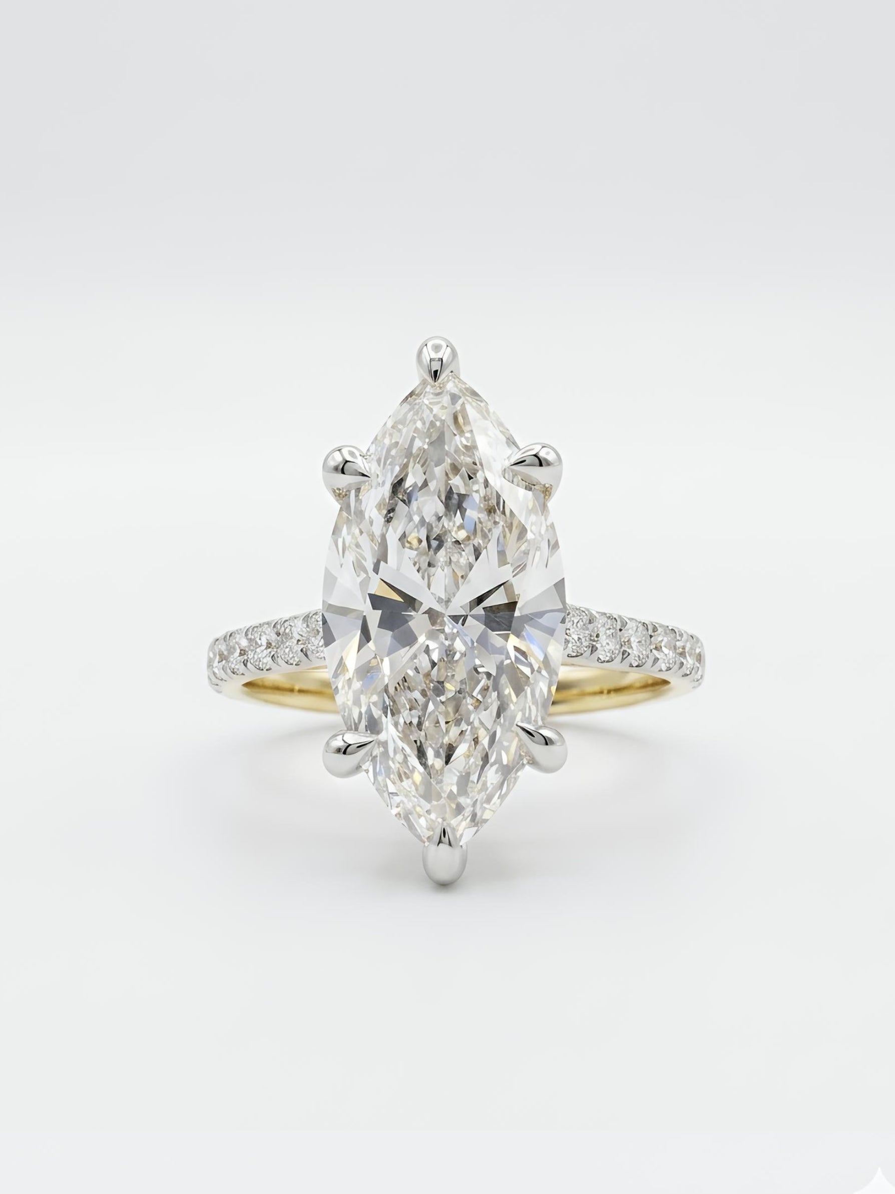 Piren Drift Marquise Lab Diamond Classic Solitaire Ring in 14K Yellow Gold by Fiona Diamonds