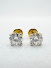 Elowen Mist Round Lab Diamond Classic Solitaire Stud Earrings in 18K Yellow Gold by Fiona Diamonds