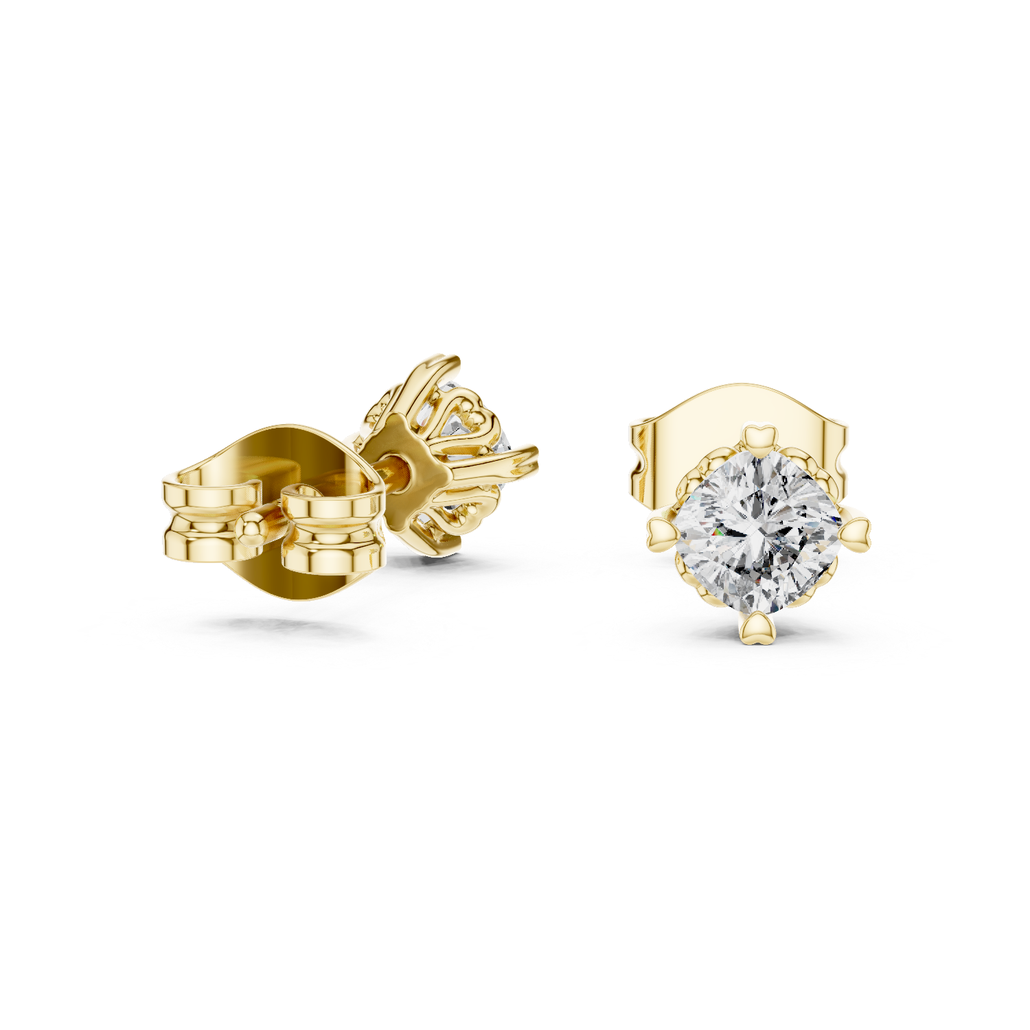 1 Lab Grown Diamond Earrings in 18kt Gold Vermeil - Fiona Diamonds - Fiona Diamonds