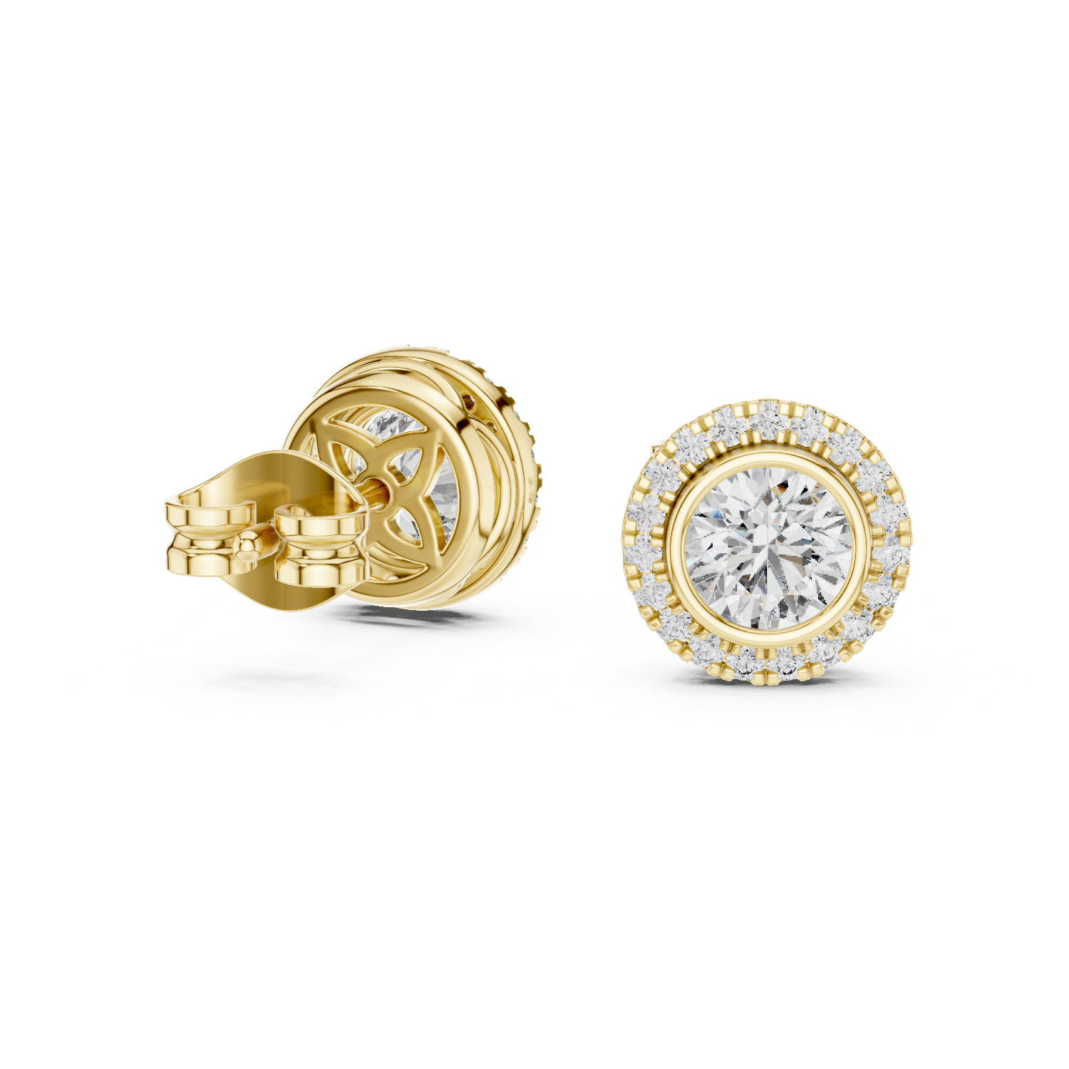 1.19 Lab Grown Diamond Earrings in 18kt Gold Vermeil