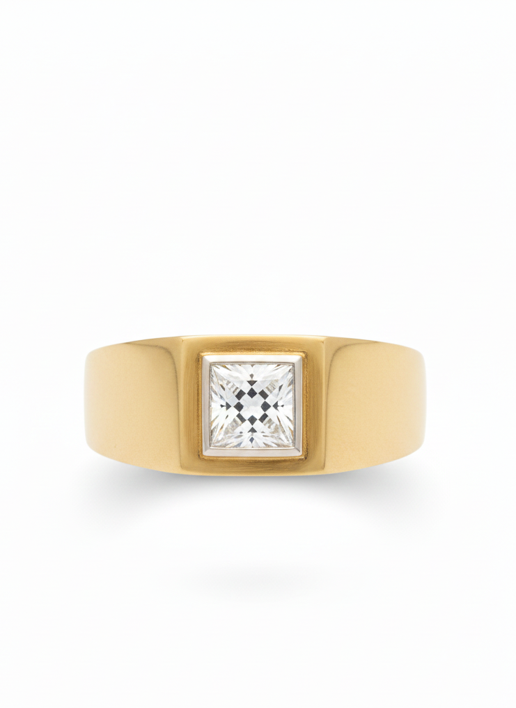 Fayelith 1ct Princess Lab Diamond Classic Solitaire Ring in 14K Yellow Gold by Fiona Diamonds