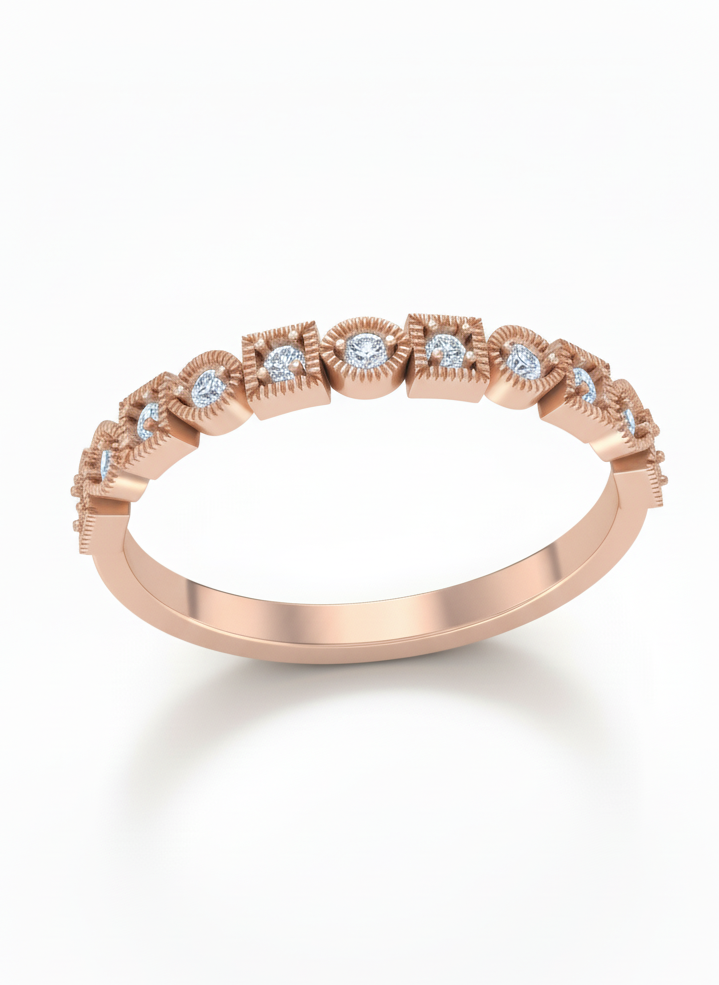 Side view of Half Eternity Round Lab Diamond Eternity Ring in 14K Yellow Gold - Fiona Diamonds