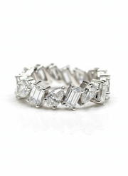 Sapphire Emerald Lab Diamond Eternity Ring in 14K White Gold by Fiona Diamonds