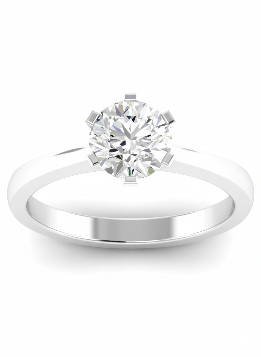 Fiona Diamonds Jiawen 2.5ct Round Lab Diamond Classic Solitaire Ring in 18K White Gold on hand
