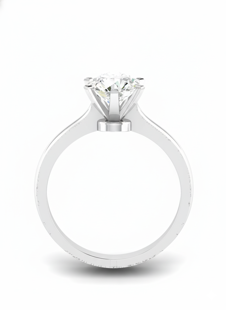 Round Lab Diamond Classic Solitaire Ring in 18K White Gold Jiawen 2.5ct by Fiona Diamonds