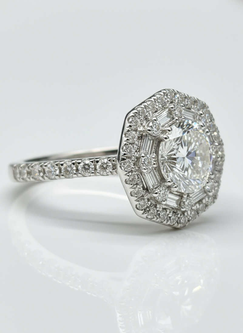 Elan 1ct Lab Grown Diamond Ring - Stylish & Radiant - Fiona Diamonds - Fiona Diamonds