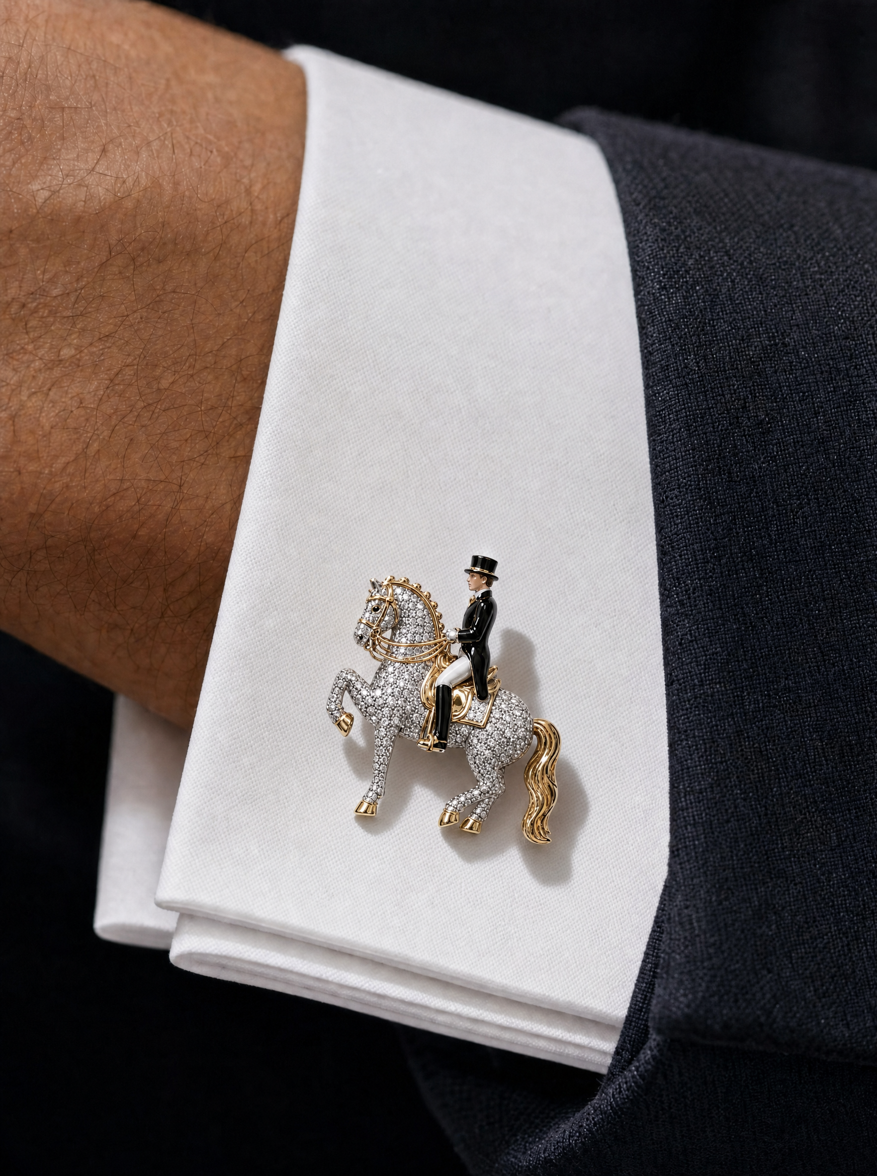 Buy Polo Action Lab Diamond Cufflink | Fiona Diamonds