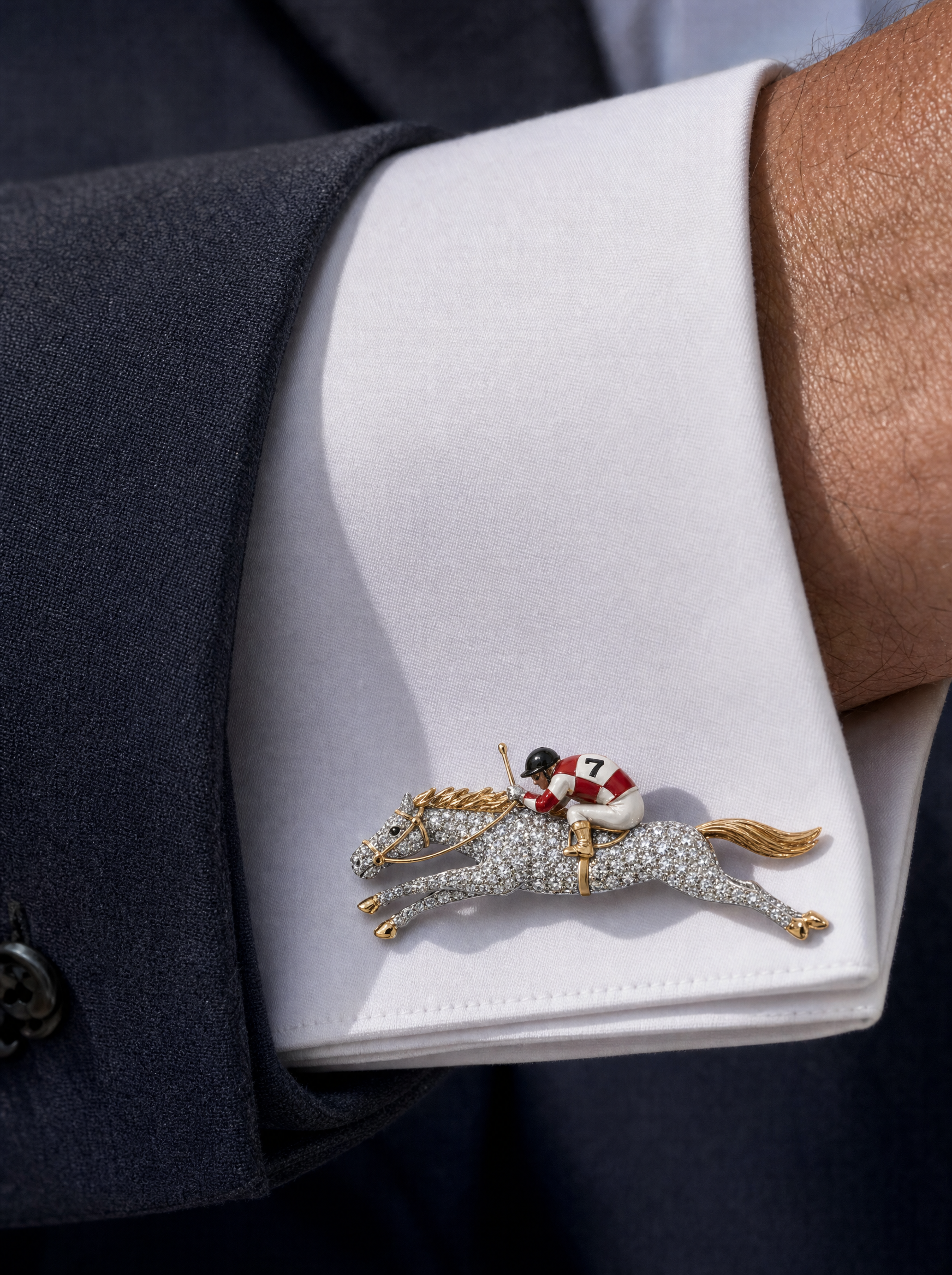 Buy Jockey Racing Lab Diamond Cufflink | Fiona Diamonds