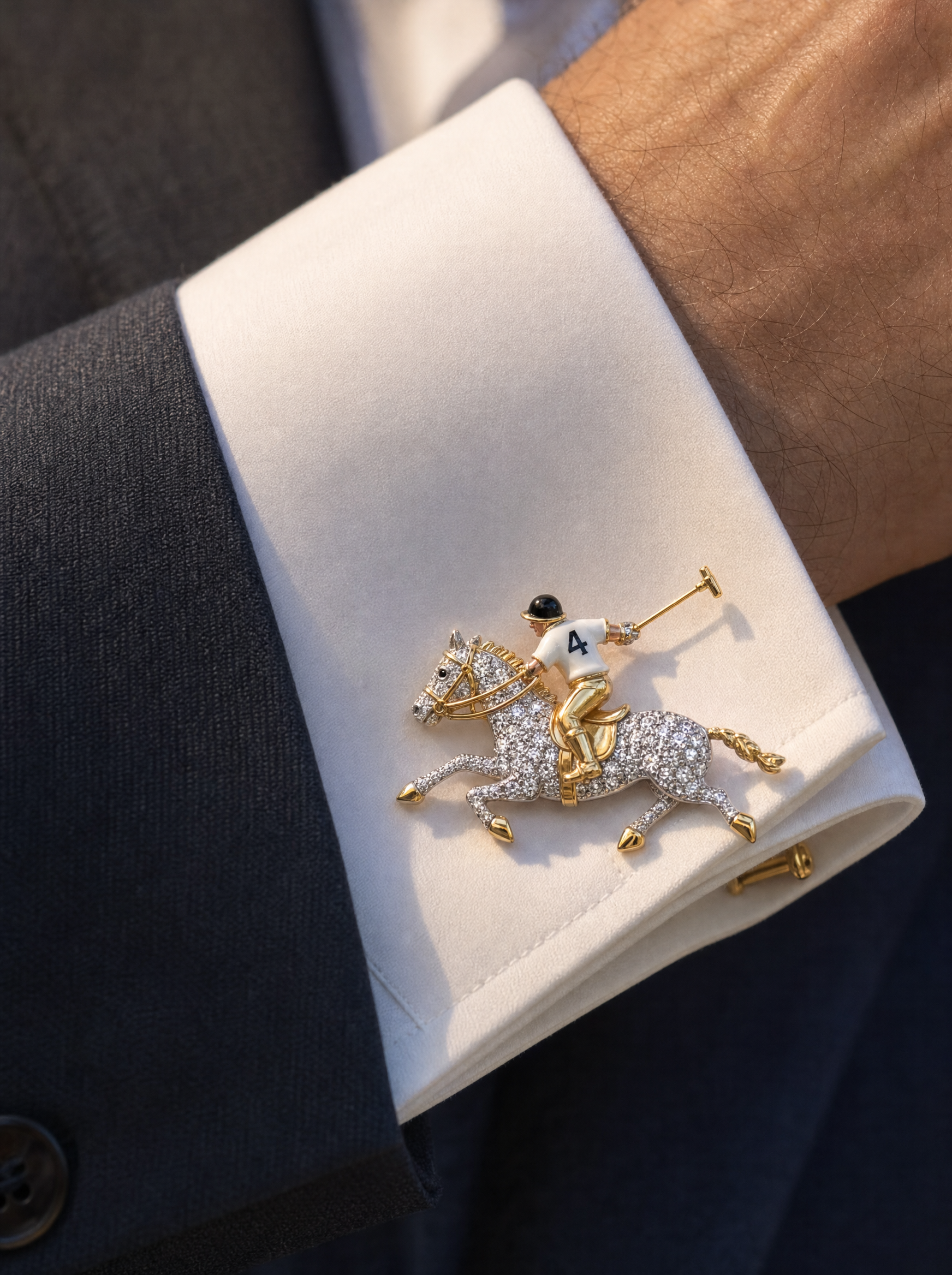 Buy Polo Champion Lab Diamond Cufflink | Fiona Diamonds