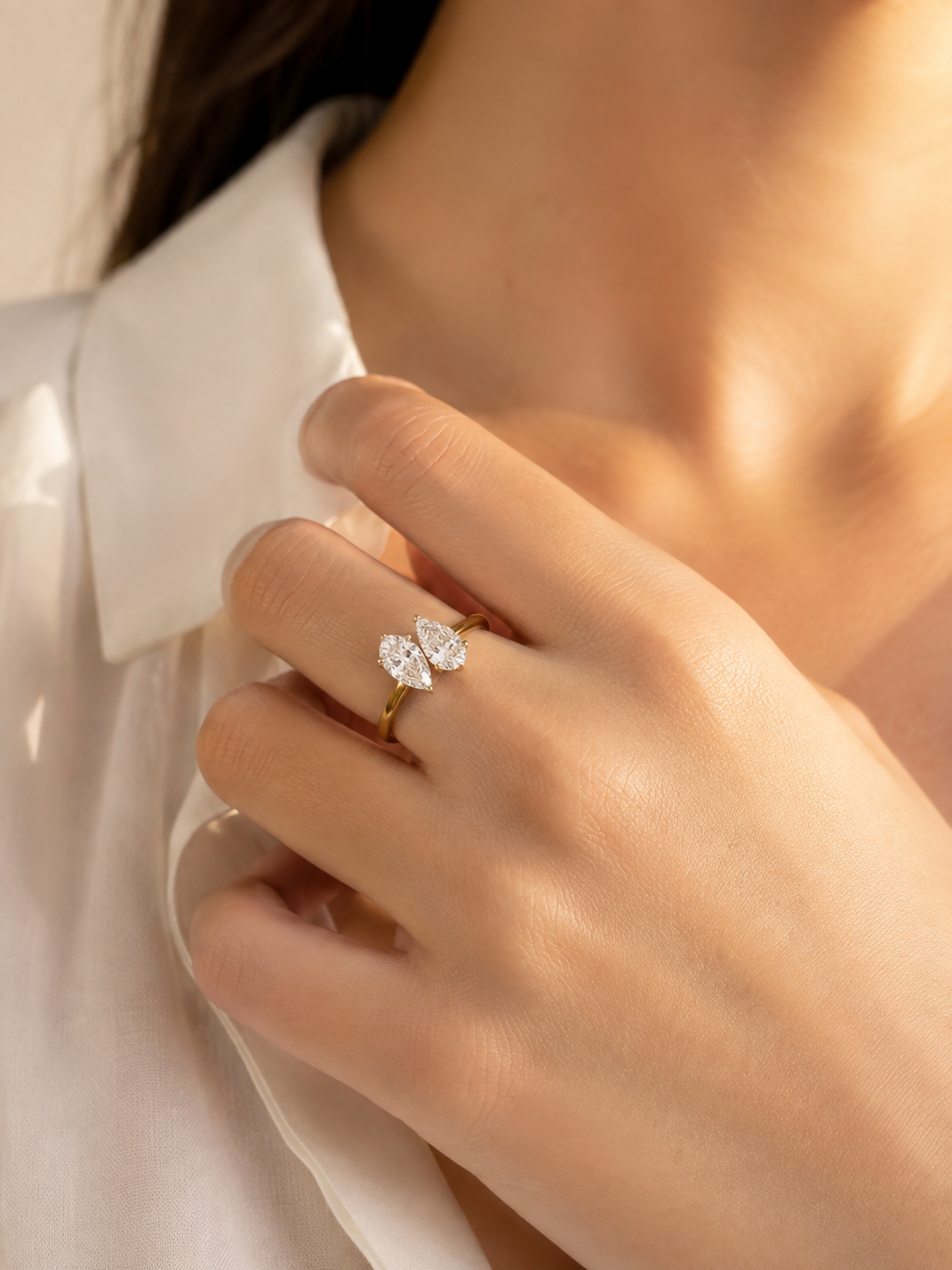Dravon Celle Lab Diamond Toi Et Moi Ring