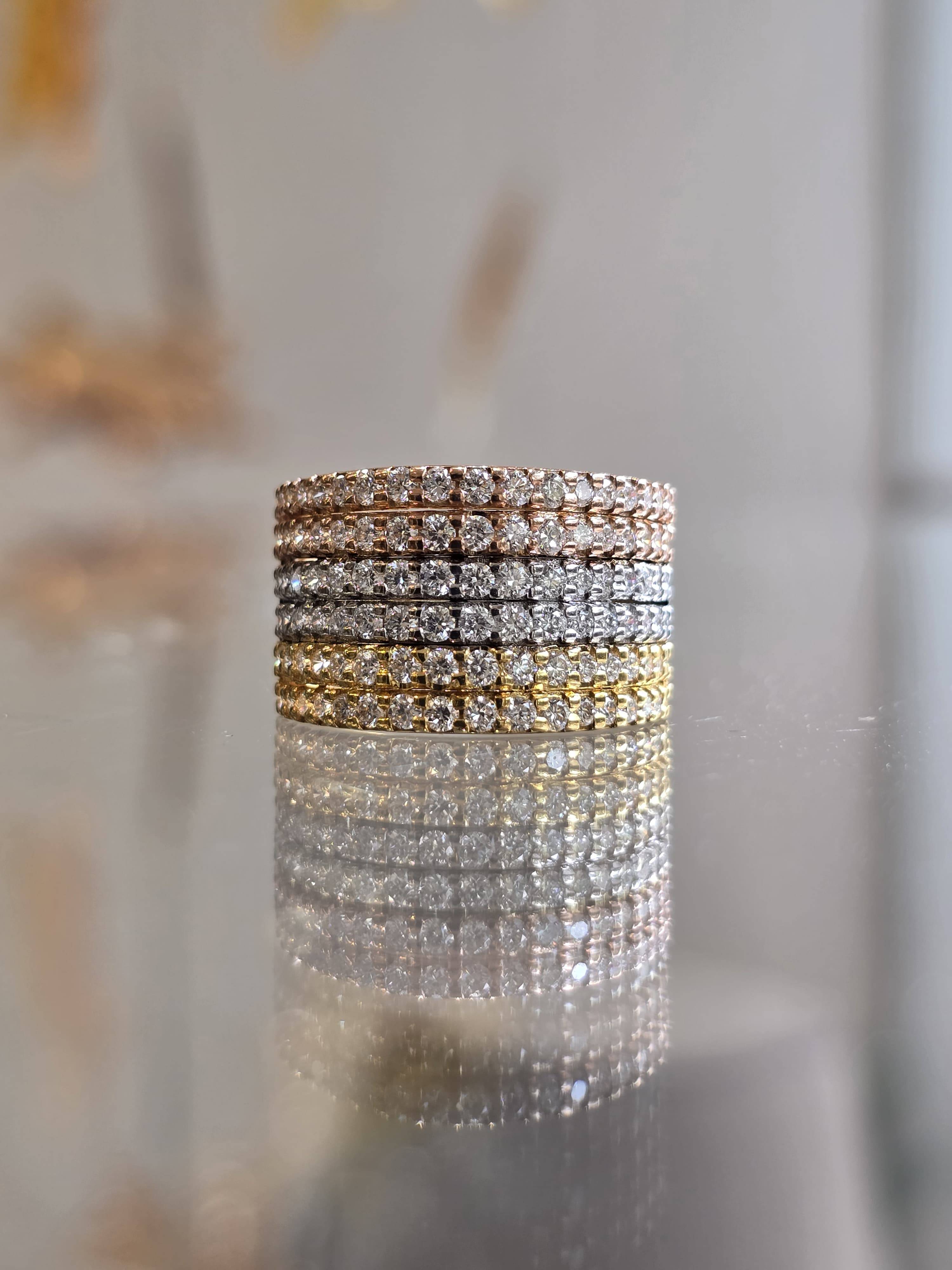 Close-up of Helena Round Lab Diamond Eternity Ring set in 18K Rose Gold by Fiona Diamonds