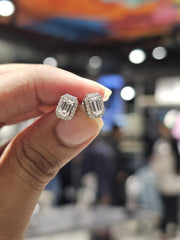 Broadway 0.62ct Emerald Pointer Halo Lab Diamond Detachable Earrings - Fiona Diamonds - Fiona Diamonds