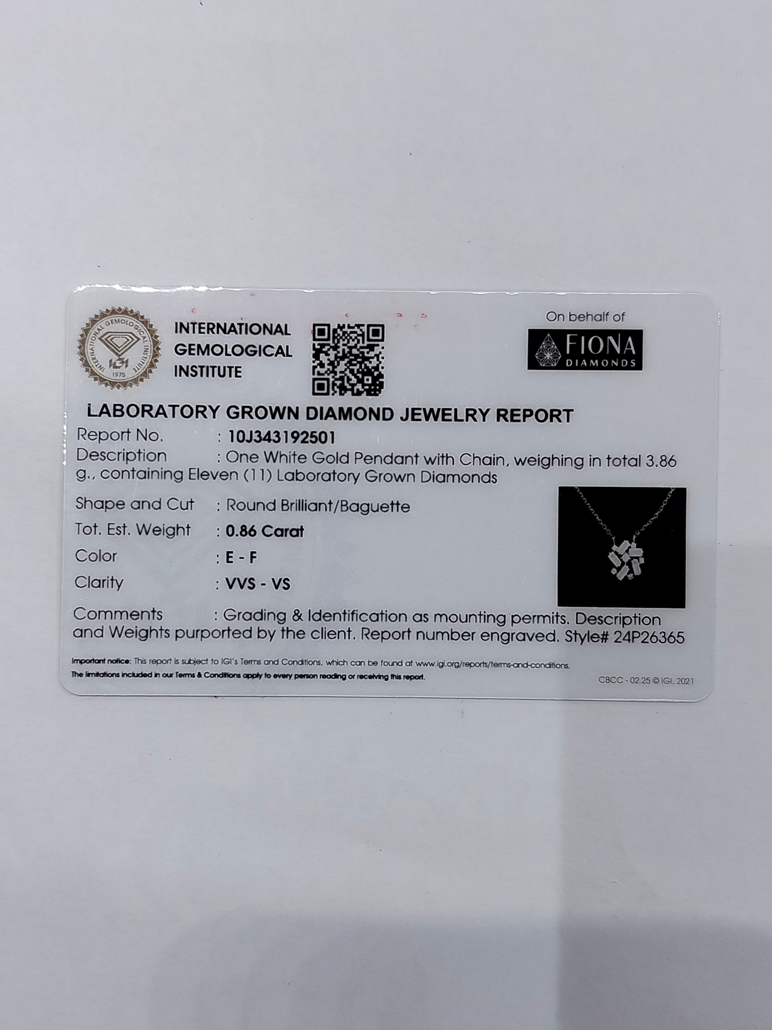 Baguettes Lab Diamond Pendant - Fiona Diamonds - Fiona Diamonds