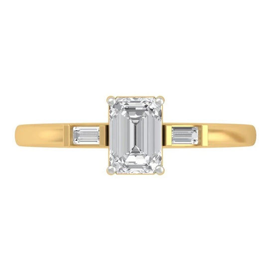 Quix 0.85 Pointer Emerald Lab Diamond Ring - Fiona Diamonds - Fiona Diamonds