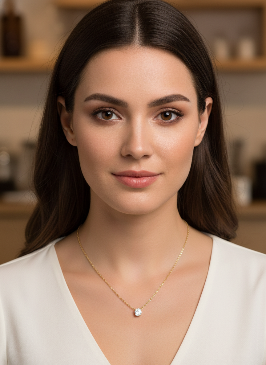 50 Pointer Round Elan Drift Lab Diamond Pendant