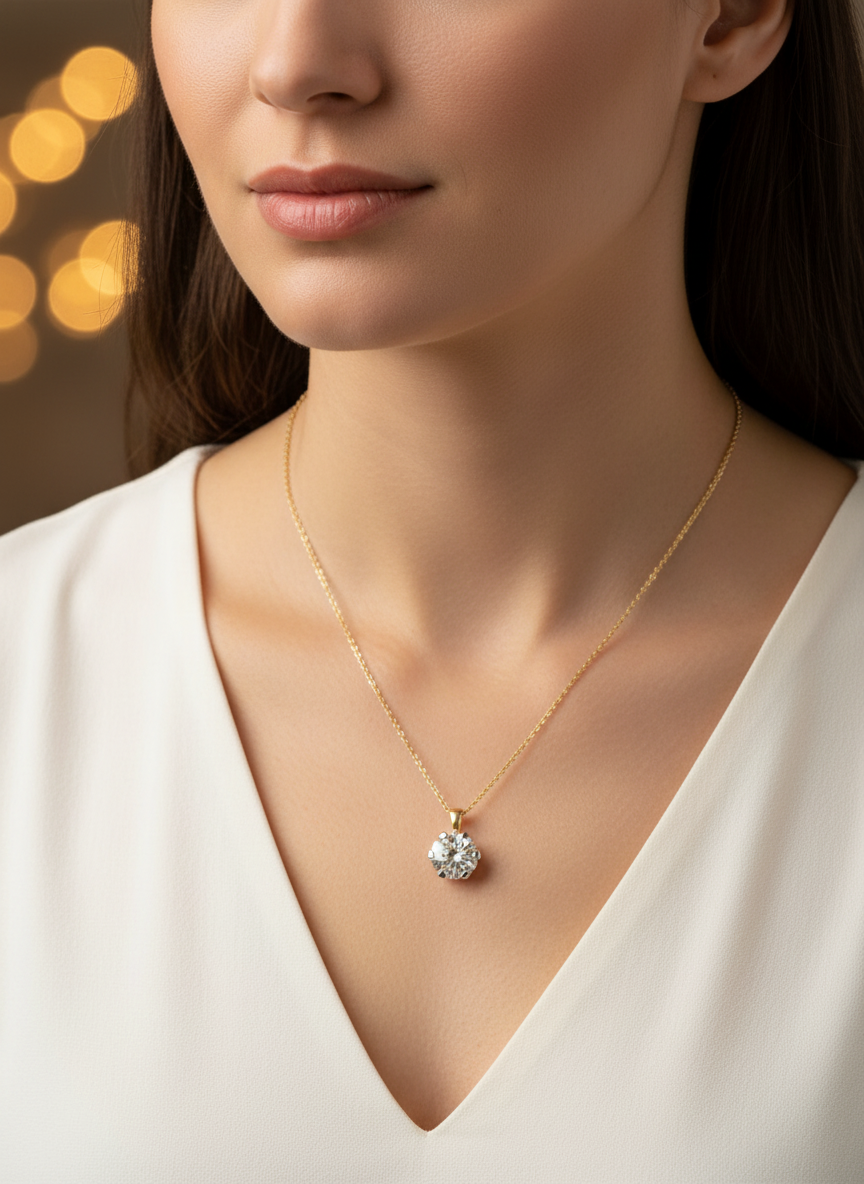 Nebulora 1.06ct Round Solitaire Lab Diamond Pendant - Majestic & Eco-Friendly