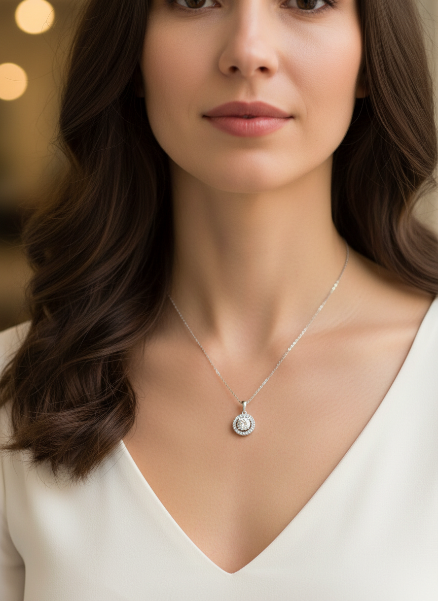2ct Round Orvyn Shade Lab Diamond Pendant - Fiona Diamonds - Fiona Diamonds