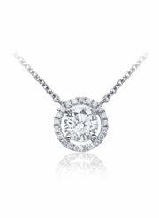 Majesty 50 Pointer Round Lab Diamond Halo Pendant in 18K White Gold by Fiona Diamonds