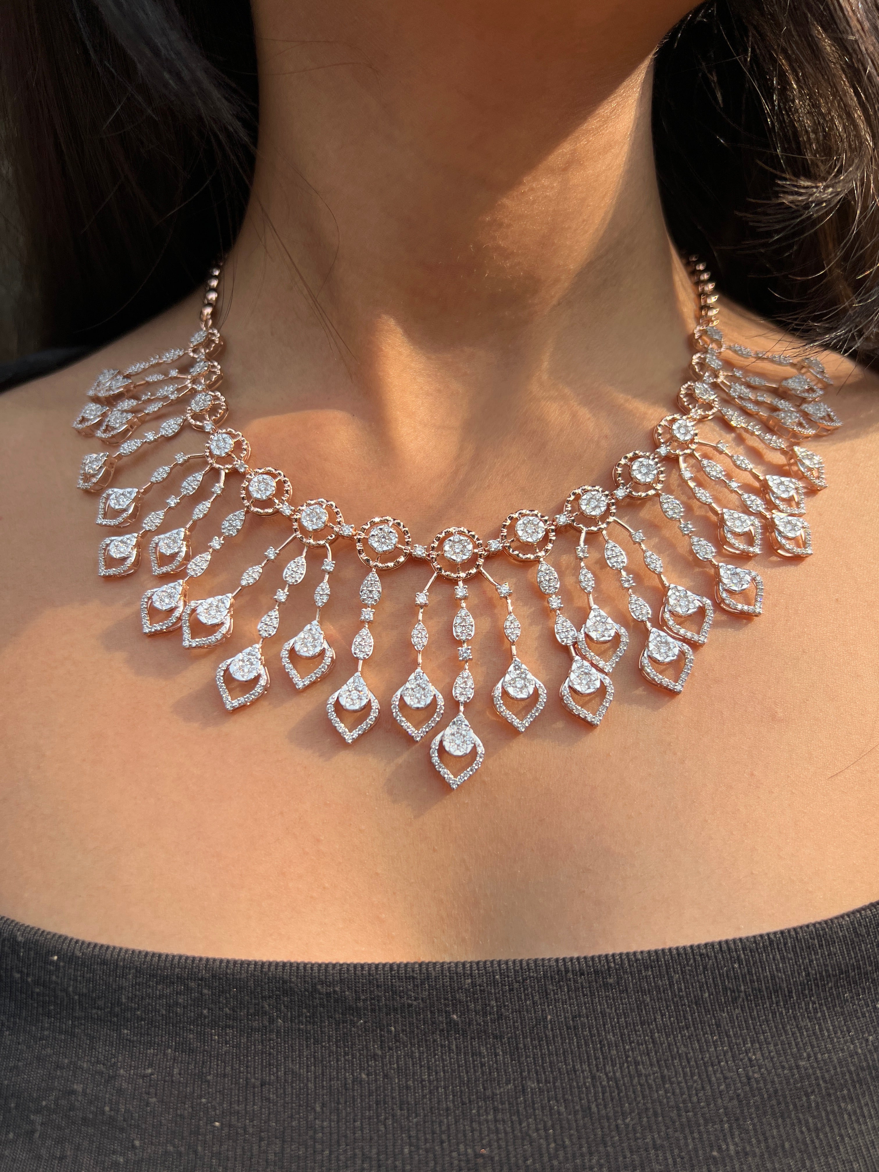 Lyria Lab Grown Diamond Necklace Set – Radiant & Unique - Fiona Diamonds - Fiona Diamonds