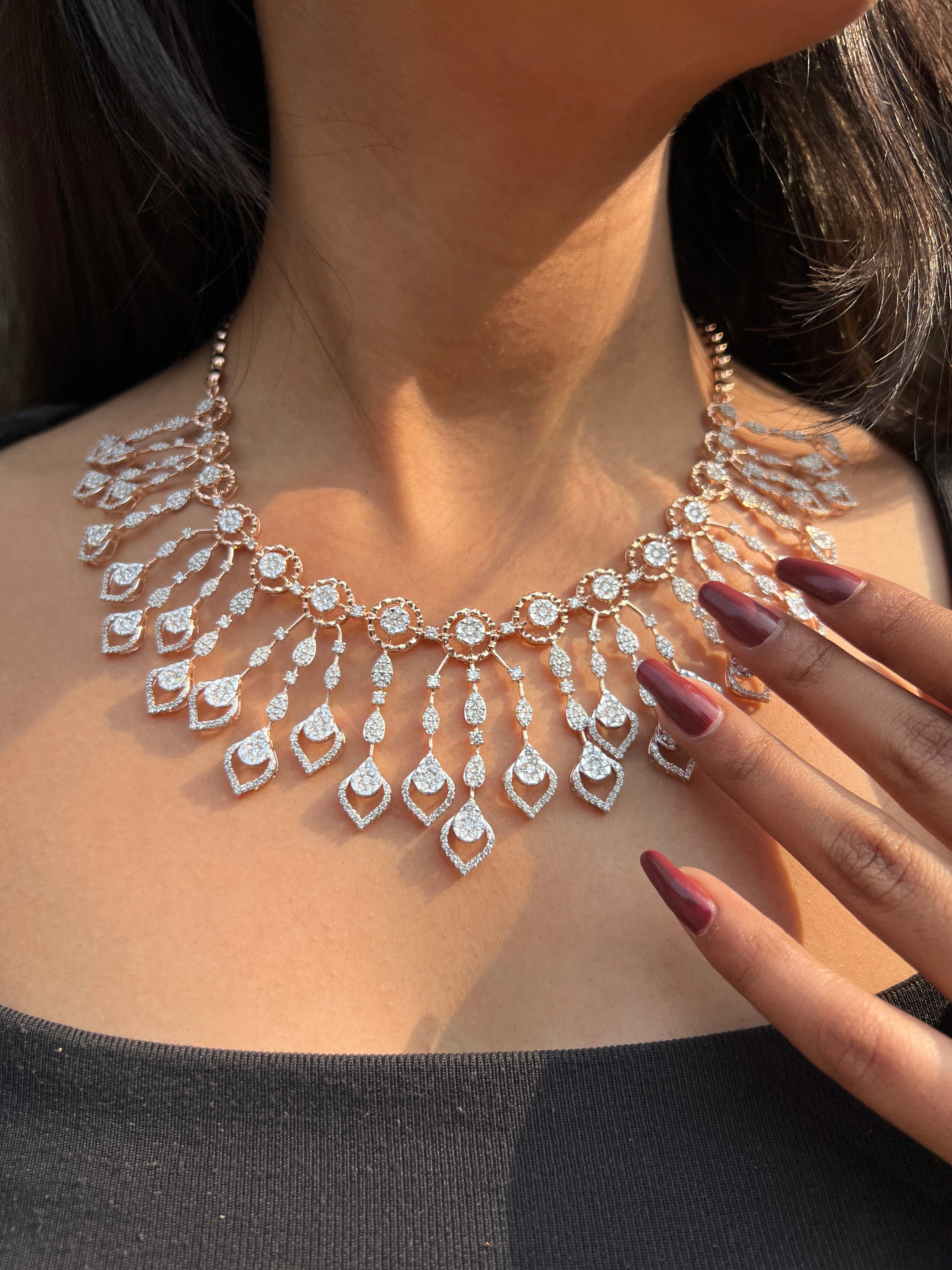 Lyria Lab Grown Diamond Necklace Set – Radiant & Unique - Fiona Diamonds - Fiona Diamonds