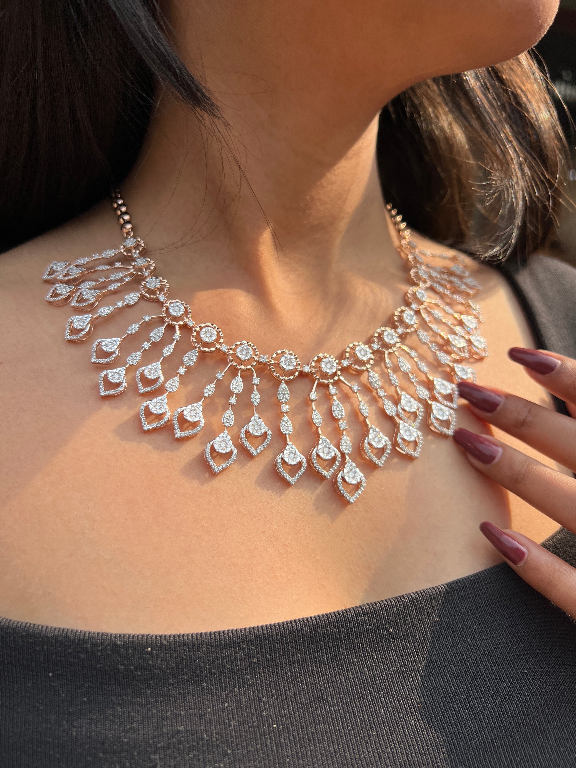 Lyria Lab Grown Diamond Necklace Set – Radiant & Unique - Fiona Diamonds - Fiona Diamonds